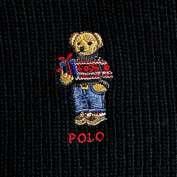 Polo Ralph Lauren Men's Holiday Bear Performance Scarf Polo Black NEW - Picture 2 of 5
